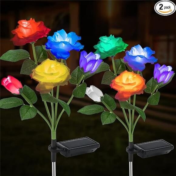 2 Pack Solar Garden Lights Outdoor LED Solar Powered Fairy Landscape Tree Lights - Picture 7 of 7